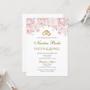 Dusty Rose Floral Faire-part de mariage en espagno