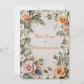 Dusty Rose Floral Faux Lace Photo Wedding Kaart (Achterkant)