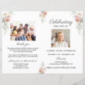 Dusty Rose Floral Funeral Service Programme photo (Devant)