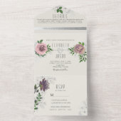 Dusty Rose Floral Greenery All-in-One Invitation (À l'intérieur)