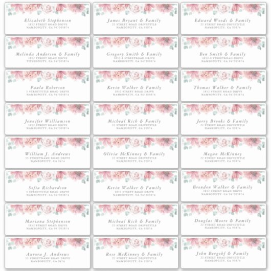 Dusty Rose Floral Individuel Étiquettes de adresse (Devant)