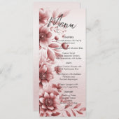 Dusty Rose Floral Mariage Menu (Devant / Derrière)