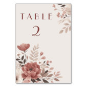 Dusty Rose Floral Mariage Numéro de table (Dos)