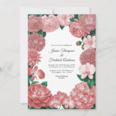 Dusty Rose Floral Photo and QR Code Wedding Kaart (Voorkant)