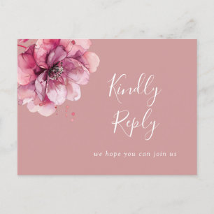 Dusty Rose Floral Song Demande Carte postale RSVP