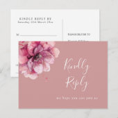 Dusty Rose Floral Song Demande Carte postale RSVP (Devant / Derrière)