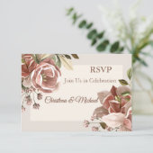 Dusty Rose Floral Wedding RSVP (Debout devant)
