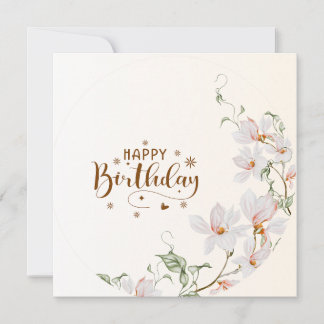 Dusty Rose Floral Wreath Flat Happy Birthday Card Kaart