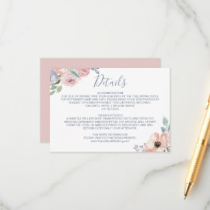 Dusty Rose Florals Mariage Détails Carte