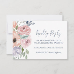 Dusty Rose Florals Mariage Website Carte RSVP