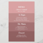 Dusty rose foncé rougir élégant menu de mariage él (Devant)