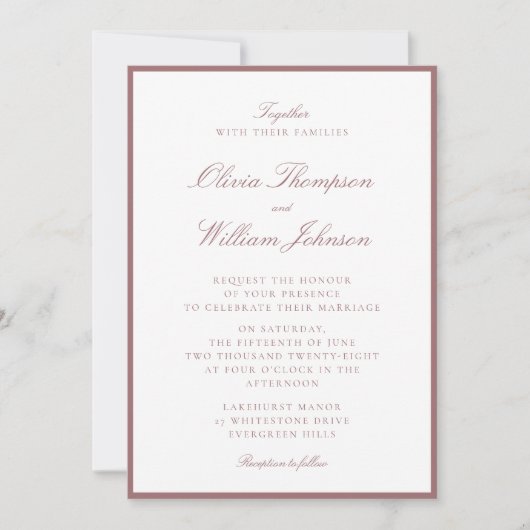 Dusty Rose Framed Wedding Invitation (Devant)