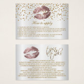 Dusty Rose Glitter Lips Application Instructions Visitekaartjes (Voorkant /achterkant)