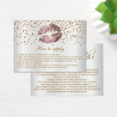 Dusty Rose Glitter Lips Application Instructions Visitekaartjes (Bureau)