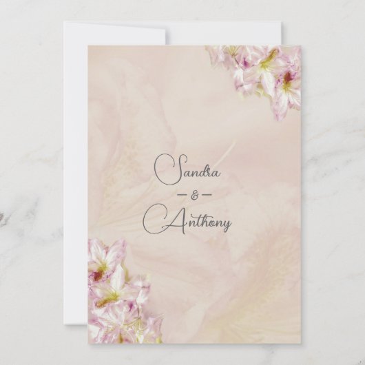 Dusty Rose Gold Azalea Faire-part de mariage (Dos)