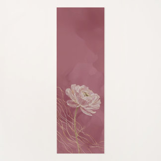 Dusty Rose Gold Floral Line Art Elegant Yogamat