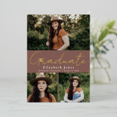 Dusty Rose Graduation Photo Foil Faire-part (Debout devant)