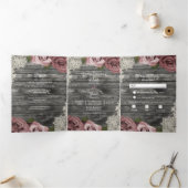 Dusty Rose Grey Wood Trifold Wedding Programme (Intérieur)