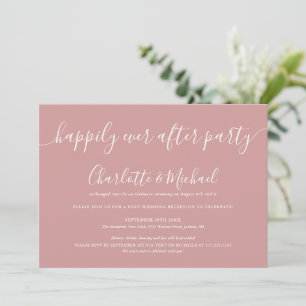 Dusty Rose Happily Ever After Feest Bruiloft Kaart