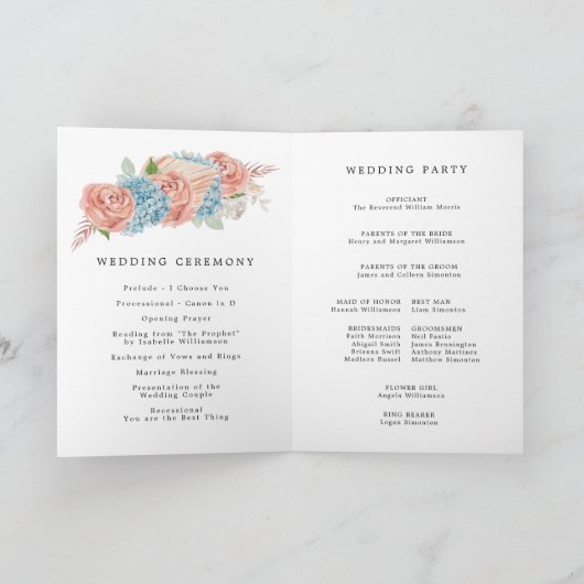 Dusty Rose Hydrangea Mariage programme de carnet (Intérieur)
