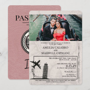 Dusty Rose Italie Faire-part de mariage de passepo