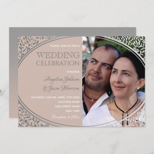 Dusty Rose Lace Photo Faire-part de mariage (Devant / Derrière)