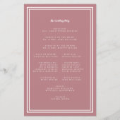 Dusty Rose Mariage de script programme budgétaire (Dos)