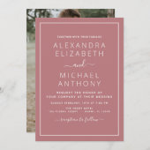 Dusty Rose Mariage rose avec invitation photo (Devant / Derrière)