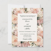 Dusty rose mauve ivory florals wedding invitation (Voorkant)