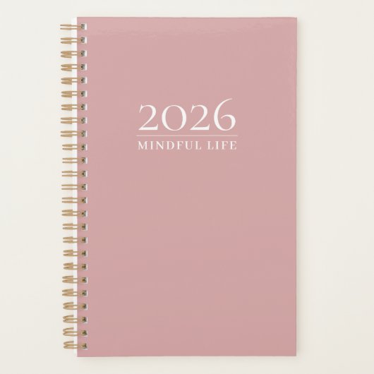 Dusty Rose Minimal Planner | Custom Year, Title &  (Voorkant)