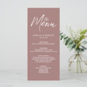Dusty Rose Modern Elegant Simple Mariage Menu (Debout devant)