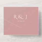 Dusty Rose Monogram QR-code trouwdatum All In One Uitnodiging (Achterkant)