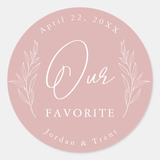 Dusty Rose Notre Sticker préféré mariage Favor (Devant)