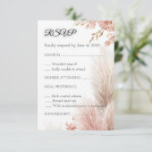 Dusty rose pampas grass RSVP card invitation (Debout devant)