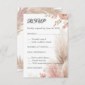 Dusty rose pampas grass RSVP card invitation (Devant / Derrière)