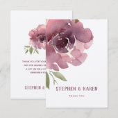 Dusty Rose Peony Elégant Carte de remerciements de (Devant / Derrière)