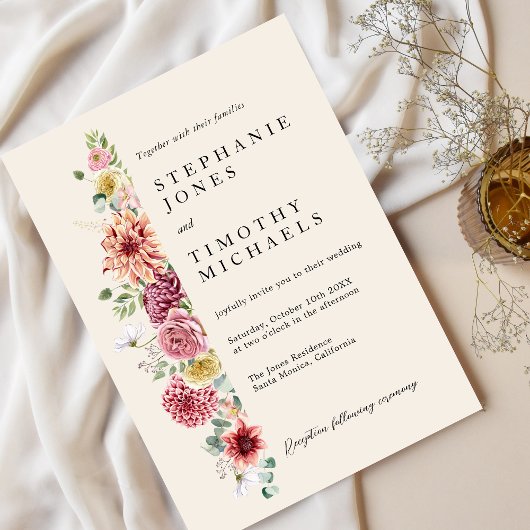 Dusty Rose personnalisé Faire-part de mariage Mauv