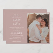 Dusty Rose Photo Wedding  Invitation (Devant / Derrière)