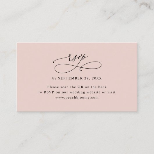 Dusty Rose QR Code Site Web Mariage Cartes RSVP (Devant)