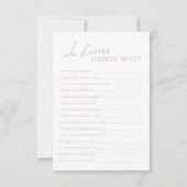 Dusty Rose Qui Connait Daddy Baby shower Carte de (Devant)