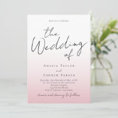 Dusty Rose rose Faire-part de mariage QR Code RSVP (Debout devant)