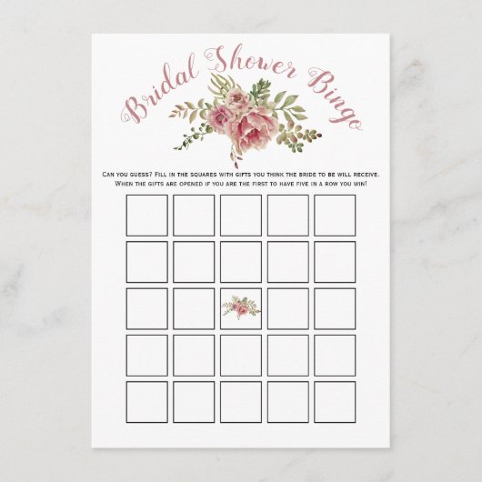Dusty rose rose fleurs nuptiale carte de jeu (Devant)