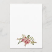 Dusty rose rose fleurs nuptiale carte de jeu (Dos)