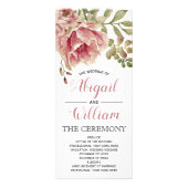 Dusty rose rose fleurs programme de mariage floral (Devant)