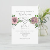 Dusty Rose rose Floral Faire-part de mariage (Debout devant)