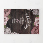Dusty Rose Rustic Wood Trifold Wedding Programme (Page de couverture)