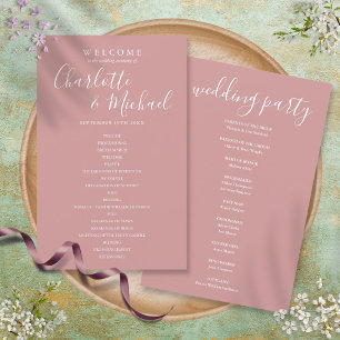 Dusty Rose Signature Script Wedding Programme