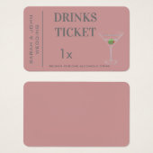 Dusty Rose Simple Boisson Billet Réception de mari (Devant & derrière)