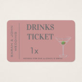 Dusty Rose Simple Boisson Billet Réception de mari (Devant)