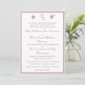 Dusty Rose Two Hearts Catholic Wedding Invitation (Debout devant)